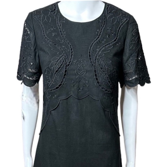 Kobi Halperin Lisa Eyelet Lace Trim Flutter Sleeve Jewel Neckline Mini Dress NEW - Picture 8 of 11